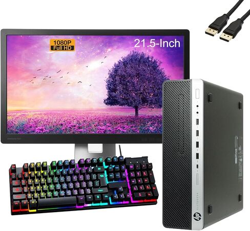 كمبيوتر مكتبي HP EliteDesk 800 G3 صغير الحجم مع حزمة شاشة FHD مقاس 21.5 بوصة، مجموعة كمبيوتر شخصي، Intel Quad i7-6700، 3.4 جيجا هرتز-4.0 جيجا هرتز، ذاكرة الوصول العشوائي 16 جيجا بايت، 256 جيجا بايت SSD، كابل DP، لوحة مفاتيح RGB، ماوس، Windows 10Pro (متجدد in Kuwait
