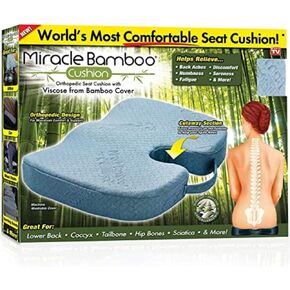 وسادة مقعد Ontel Miracle Orthopedic مع Viscose من غطاء الخيزران ، الرمادي ، (MBC-MC4)