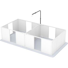 PawHut Whelping Box for Dogs, Newborn Puppy Supplies with Retractable Light Stand, Waterproof Pee Pad, Adjustable Height Door, Dog Whelping Pen for Small and Medium Breed Dogs, 77" x 38" x 19"