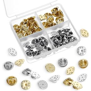 50 PCS Pin Backings, Pin Backs Locking Metal Lapel Pins Backs Gold and Silver Locking Pins Back for Brooch Tie Hat Badge Insignia-Pins Back Replacement
