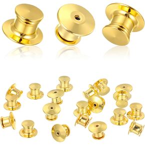 20Pcs Locking Pin Backs for Enamel Pins, Metal Zinc Alloy Pin Backs Keepers Clasp Needle Backing, Gold Jewelry Making Clasp Locking for Crafts Badge Brooches