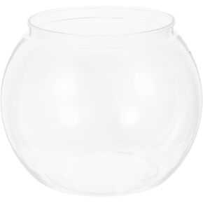 Transparent Plastic Goldfish Bowl: 14cm Small Fish and Turtles Aquarium Round Tabletop Fish Tank for Office Desk Home Decor Aquatic Pet Habitat‌