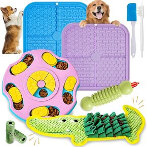 9 PCS Interactive Dog Puzzle Toy Set, Mentally Stimulating Dog Enrichment Toys for Small to Medium Smart Dogs, Includes Lick Mat with Suction Cups and Snuffle Mat for Dogs