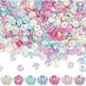 SUNNYCLUE 1 Box 500Pcs Flower Bead capss Small Flower capss Beads Bulk 5 Petal Floral End capss Plastic Tulip Flowers Lily Spacer Bead Findings for Jewelry Making Beads Assortments DIY Bracelet Craft