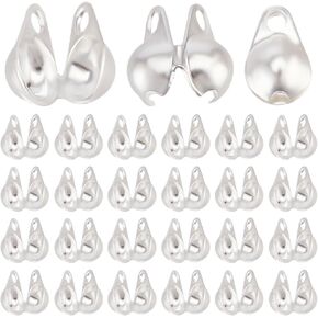 Beebeecraft 1 Box 300Pcs Open Bead Tips 18K Gold Plated 304 Stainless Steel Clamshell Knot Cover Crimp Fold-Over Calotte Ends Caps for Jewellery Making DIY Crafts