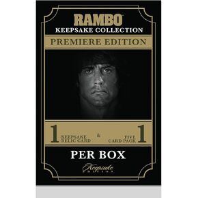 2024 Rambo Keepsake Collection Premiere Edition- Get 1 Encased Relic and A 5-Card Pack Featuring Authentic Rambo Movie Props, Real Gemstones, Rambo Stars, and Diverse Relic Types