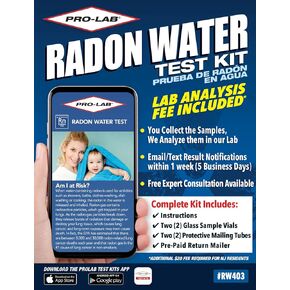 ProLab Radon in Water Test Kit. Emailed Results Within 1 Week. Includes Lab Fees & Return Mailer, 1.8 Ounce