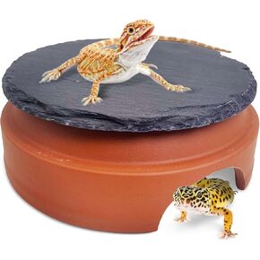 Hamiledyi Small Reptile Hideout Cave Box Ceramic Humid Shelter and Basking Platform Leopard Gecko Humid Hide for Smaller Lizards Snakes （Diameter 3.7-inch）