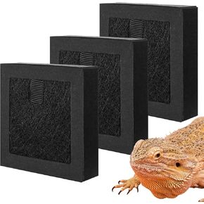 repti zoo reptile terrarium eripier filter activity carbon plater 3 pcs ، 3 طبقة مرشح مسبق عالي الكفاءة ، متوافق فقط مع repti zoo reptiles تنقية الهواء