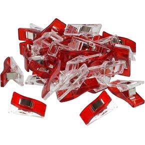 Plastic Clips 30 Pcs Notions Ideal for Sewing and Quilting Clips for Fabric Crafting for Seamstresses Quilters and DIY Projects (red)