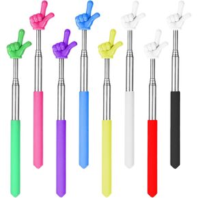 8Pcs Finger Pointer Stick, Teacher Pointer Stick for Classroom, Multipurpose Extendable Hand Pointer Finger Stick, Retractable Colorful Pointing Finger Sticks for Effective Presentations