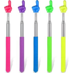 5Pcs Retractable Teacher Pointer Sticks, Hand Pointer Stick, Extendable Pointing Stick, Colorful Student Finger Pointing Sticks, Telescoping Hand Pointers for Teacher, Classroom, Reading Presentation