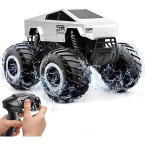 Amphibious Remote Control Cyber Monster Truck for Kids 8-12+ Years Old, 1:16 Scale 4WD All-Terrain RC Stunt Car, Waterproof Off-Road Pool Toy with Lights, Top Birthday Gift for Boys & Girls