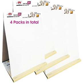 2-in-1 Super Sticky Portable Tabletop Easel Pad+Dry Erase Panel, 20 x 23 in, Anchor Chart Paper Flip Chart Paper for Virtual Teachers, Meeting, 25 Sheets/Pad, 4 Pads, Built-in Stand, White