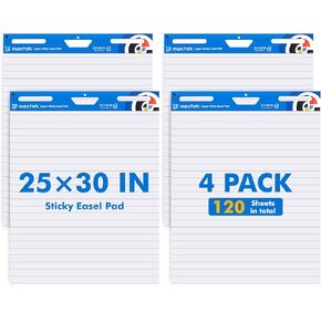 maxtek Lined Sticky Easel Pad 25"x30", Large Flip Chart Paper with 2 Packs of 30 Sheets/Pad, Upgraded Big Anchor Chart Flip Paper with Sticky Back, Self-Stick Easel Paper for Walls
