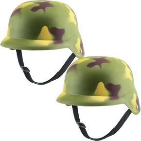 2 Pack Kids Army Helmet Plastic Camouflage Hats Soldier Helmet for Kids Halloween Cosplay Camo Party Dress Up Accessories