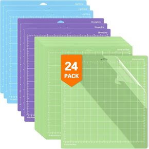 24 حزمة قطع حزمة لقيمة CRICUT ، 12 × 12 بوصة (الضوء ، القياسي ، القوي) ، حصيرة لاصار فينيل حصيرة متنوعة ل cricut استكشاف الهواء/الهواء 2/واحد/صانع