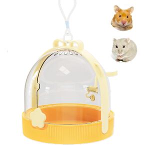 TUTU&LELE Small Animal Carrier, Travel Carry-Out Cage with Warm Plush Pads and Water Bottle can be Carried Both by Hand and Crossbody, Suitable for Dwarf Hamsters, Mice, Hamsters (Pink)