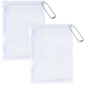 H&W 2PCS Shiny Sweet Candy Photocard Holder for 3 inch Postcard Lomo Cards, PVC Cardholder Plastic Cover Keychain Holder, With Gift 2 Bead Chains (2)
