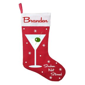 Martini Christmas Stocking, Shaken Not Stirred Personalized Martini Christmas Stocking, Custom Martini Christmas Present