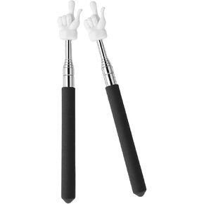 2Pcs Telescopic Teacher Pointer, Extendable Handheld Pointer Finger Pointer Stick, Mini Classroom Pointer for Elementary School Kindergarten Teacher, Classroom Supplies (Black)
