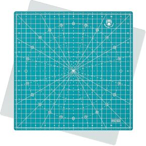 Headley Tools 12"x12" Rotating Cutting Mat, Self Healing Mat with 360-Degree Rotation & Anti-Slip Base, Sewing Board Cutting Mat Perfect for Fabric Quilting Leather Hobby Project，Pink