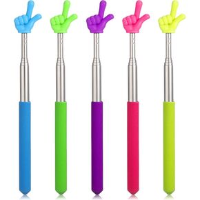 5 Pcs Telescopic Teachers Pointer, Mini Extendable Hand Pointer Finger Pointers Stick for Elementary School Kindergarten Teacher Instruction Presentation