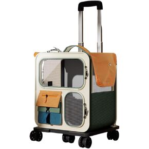 MYCENSE Rolling Cat Carrier Pet Rolling Carrier Trolley Telescopic Handle Handbag with Wheels for Puppy Large Cats Traveling Hiking