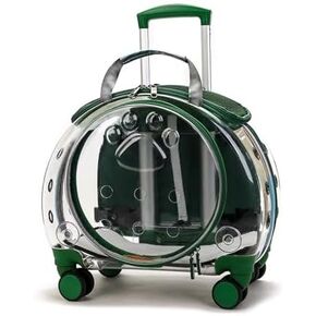Pet Carriers with Wheels for Longer Travels, Pet Transparent Trolley Case, Hard-Sided Pet Carrier, Ventilation and Light Weight Design (Color : Orange)