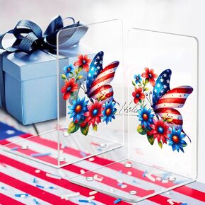 Hummingbird Acrylic Book Ends 2 Pieces, Clear Bookends for Shelves, Decorative Bookends for Heavy Books, Book Stopper Bookshelf Decor Home Office School for Hummingbird Gifts for Women