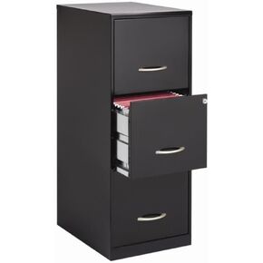 Pemberly Row 3 Drawers 35.5" Vertical Black Metal Filing Cabinet Lockable Pre-Assembled Stationary Letter Size for Home, Office