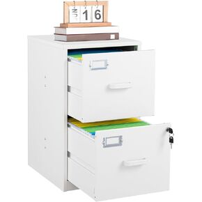 Letaya Mobile 2 Drawer File Cabinet with Shelves, Under Desk Metal Rolling Filing Cabinets for Home Office Organizer,Hanging Files Letter/Legal/F4/A4 Size (Black) (2 Drawer)