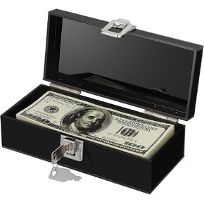صندوق أكريليك نقدي مع Lock Black Money Holder Organizer Small Money Holder for Bill Coins ، 7 × 3.1 × 2.3 بوصة in Kuwait