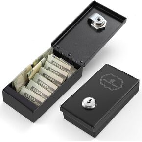 Portable Metal Cash Box – Lockable Mini Safe for Casino Wins & Valuable Storage (Pocket-Sized with Key)