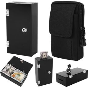 Pocket Size Acrylic Cash Box for Gambler, Winners Bank with 2 Keys Storage Bag, Compact Portable Secure Money Organizer Safe Lock Box for Casino, Control Gambling,Pink,1 Pack