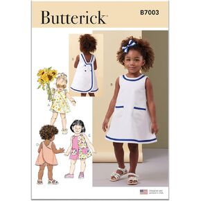 Butterick B7003A Easy to Sew Toddlers' Dresses and Underwear Sewing Pattern Packet, Design Code B7003, Sizes 1/2-1-2-3-4