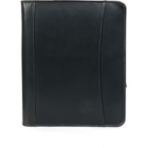 Leather Portfolio Organizer with Zipper for Men Women, Padfolio Business Resume Legal Pad Portfolio Notebook Binder for A4/Pad, Leather Folio Folder, Document Folio (Brown)