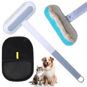 Pet Hair Remover - Pet HairRemover Brushing Gloves, 2025 New 4 in 1 Cat and Dog Hair Removal Tool for Couch with 17inch Long Handle, Multifunctional PetHair RemoverBrush for Furniture, Couch, Carpet