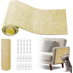 Cat Scratch Mat,118.5"x17.4" Trimmable Self-Adhesive Cat Scratch Furniture Protector, Sticky Cat Scratcher Wall Mat, Covering Cats Tower, Couch Protector from Cats Claws (Dark Grey)