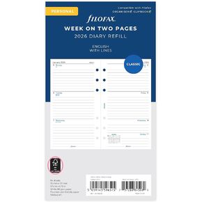Filofax Personal week on two pages English lined 2026 diary 26-68418