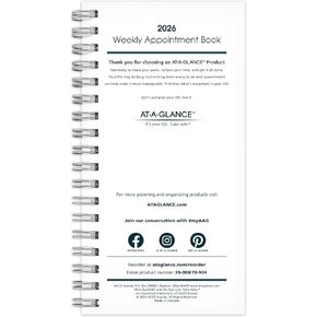 AT-A-GLANCE 2026 BLOK CONBLE COONNER WELLING SLINNER لـ 70-008 ، 3-1/4 "× 6-1/4" ، حجم الجيب (709041026)