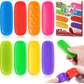Sensory Fidget Toys for Kids Adults 8 Pack Sensory Strips for Autism,ADHD and Anxiety Relief Items for Adults. Quiet Suction Toys for Autism, Stress -Relief Fidgets Calm Strips,Worry Stones Desk Toys