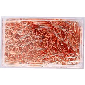 200 Pcs Small Gold Paper Clips Love Heart Shaped Paperclips Stainless Steel in Tinplate Paper Clips Holder for Office School Home Desk Organizers (Rose Gold)