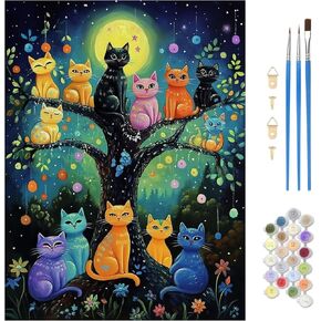 MAXBYE Cute Cats Paint by Numbers Kit for Adults, Kids' Paint by Number Kits, Animal Paint by Numbers Kits for Beginner, DIY Acrylic Color by Number on Canvas for Home Wall Decor Gift 12X16 in