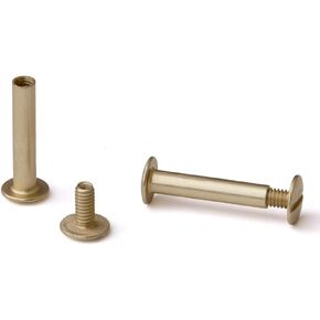 TruBind Aluminum Chicago Screw and Post Sets | 1 inch Post Length | 3/16 inch Post Diameter | Antique Brass-Colored | 100 Screws and 100 Posts