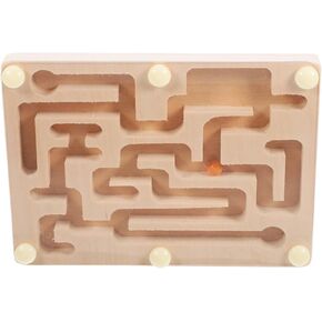 UPKOCH Wooden Labyrinth Board Game, Marble Maze with Two Metal Balls, Brain Teaser Puzzle for Kids, Teens, and Adults, Montessori Educational Toy for Sensory and Cognitive Development, 14.2x10.3cm