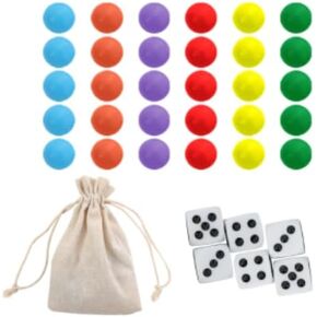Marvles 14mm Marbles - 30pc Set, 6 Colors, Includes Marbles Bulk Storage Bag & Dice (0.55in/14mm)