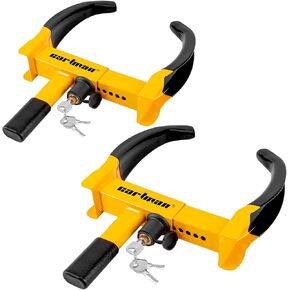 CARTMAN Heavy Duty Trailer Lock Wheel Clamp, Universal Security Tire Lock, Adjustable Anti Theft Lock for Trailers SUV Boats ATVs Motorcycles Golf Cart, 2 Packs 6 Alike Keys in Kuwait