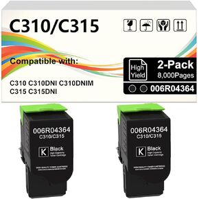 C310 C315 High Capacity Black Toner Cartridge Compatible for Xerox 006R04364 006R04356 Toner Cartridge for Xerox C310 C315 C310DNI C315DNI C310DNIM Printer(8,000Pages, 2 Pack)