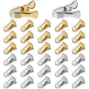 30 Pcs Mini Metal Alligator Clips Small Alligator Clamps, Spring Clip Non-Slip Badge Silver Small Flat Mouth Clip for Crafts, Paper, ID Badge Holders, Lanyards, Jewelry 0.78×0.23inch